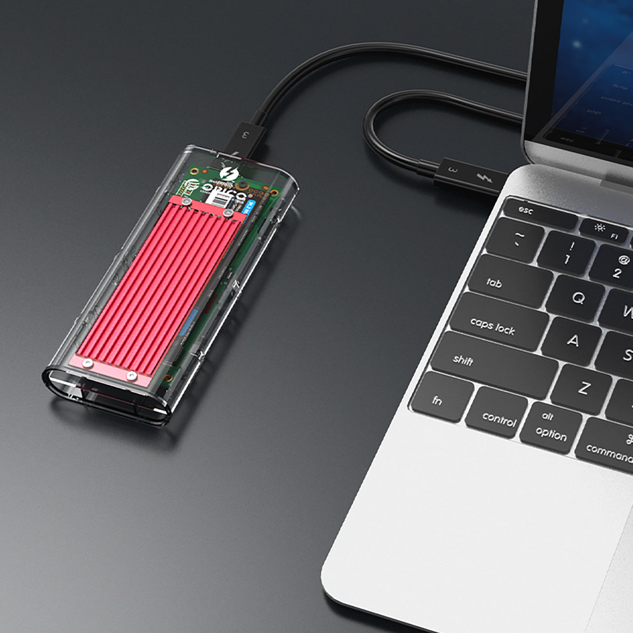 Orico TCM2-C3 M.2 NVME į USB-C 10Gb/s Disko Kasetė - Raudona -- Hard Drive Adapters