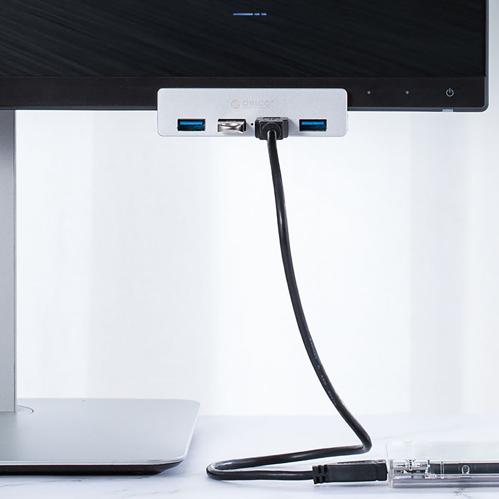 Orico MH4PU šaliklis su spaustuku - 4x USB-A 3.0 - sidabras -- USB Hubs
