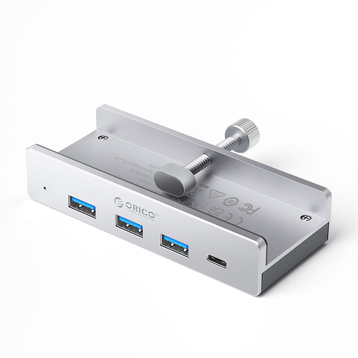Orico MH4PC šaliklis su spaustuku USB-C / 3x USB-A 3.0 + 1x USB-C 3.0 - sidabras -- USB Hubs