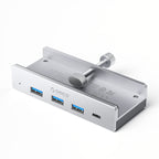Orico MH4PC šaliklis su spaustuku USB-C / 3x USB-A 3.0 + 1x USB-C 3.0 - sidabras -- USB Hubs