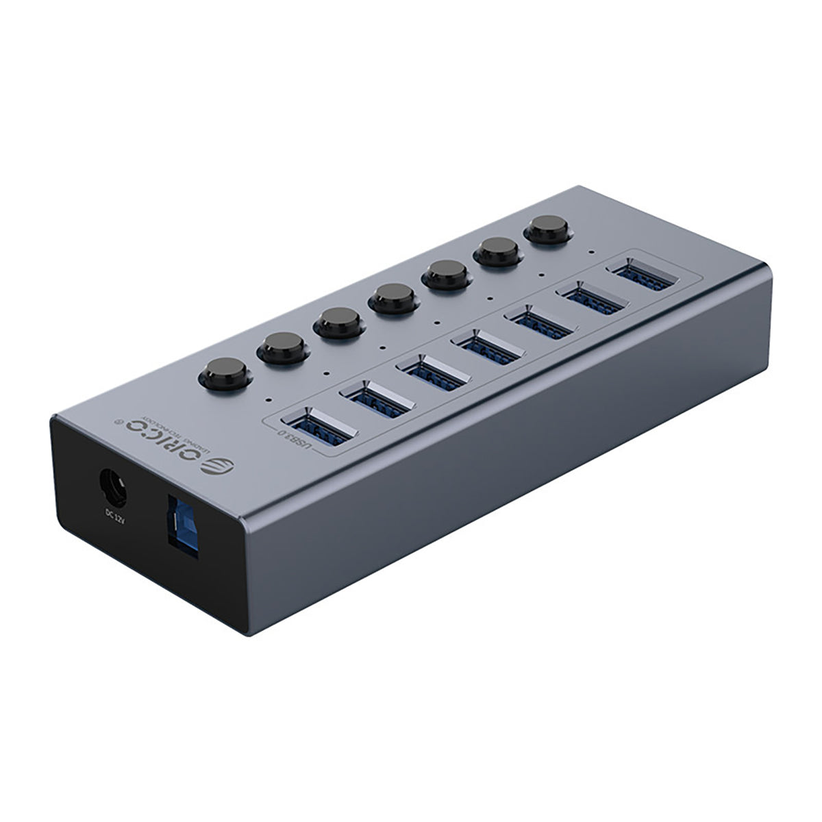 Orico BT2U3-7AB žinynas 7x USB-A 3.0 su jungikliais - pilka -- USB Hubs
