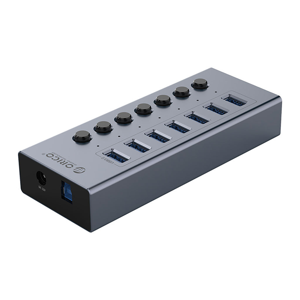 Orico BT2U3-7AB žinynas 7x USB-A 3.0 su jungikliais - pilka -- USB Hubs