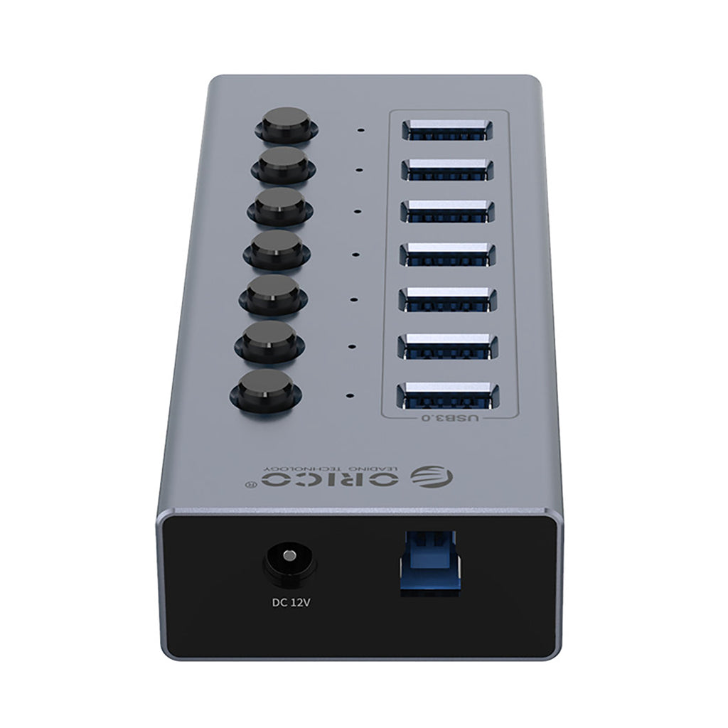 Orico BT2U3-7AB žinynas 7x USB-A 3.0 su jungikliais - pilka -- USB Hubs