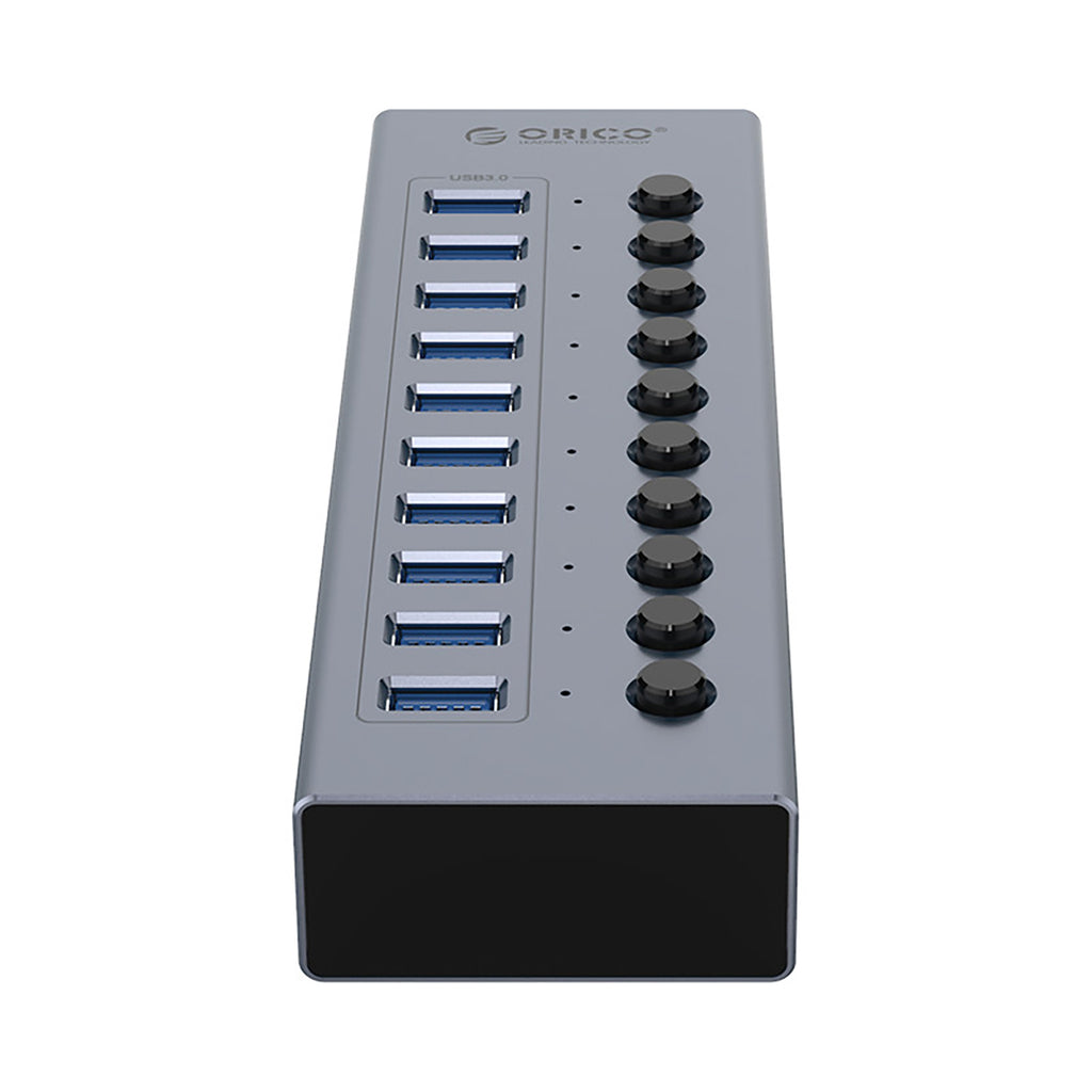 Orico BT2U3-10AB šalunas 10x USB-A 3.0 su jungikliais - pilka -- USB Hubs