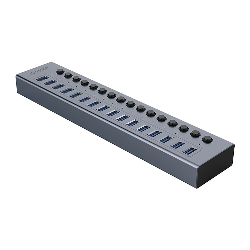 Orico BT2U3-16AB žinynas 16x USB-A 3.0 su jungikliais - pilka -- USB Hubs