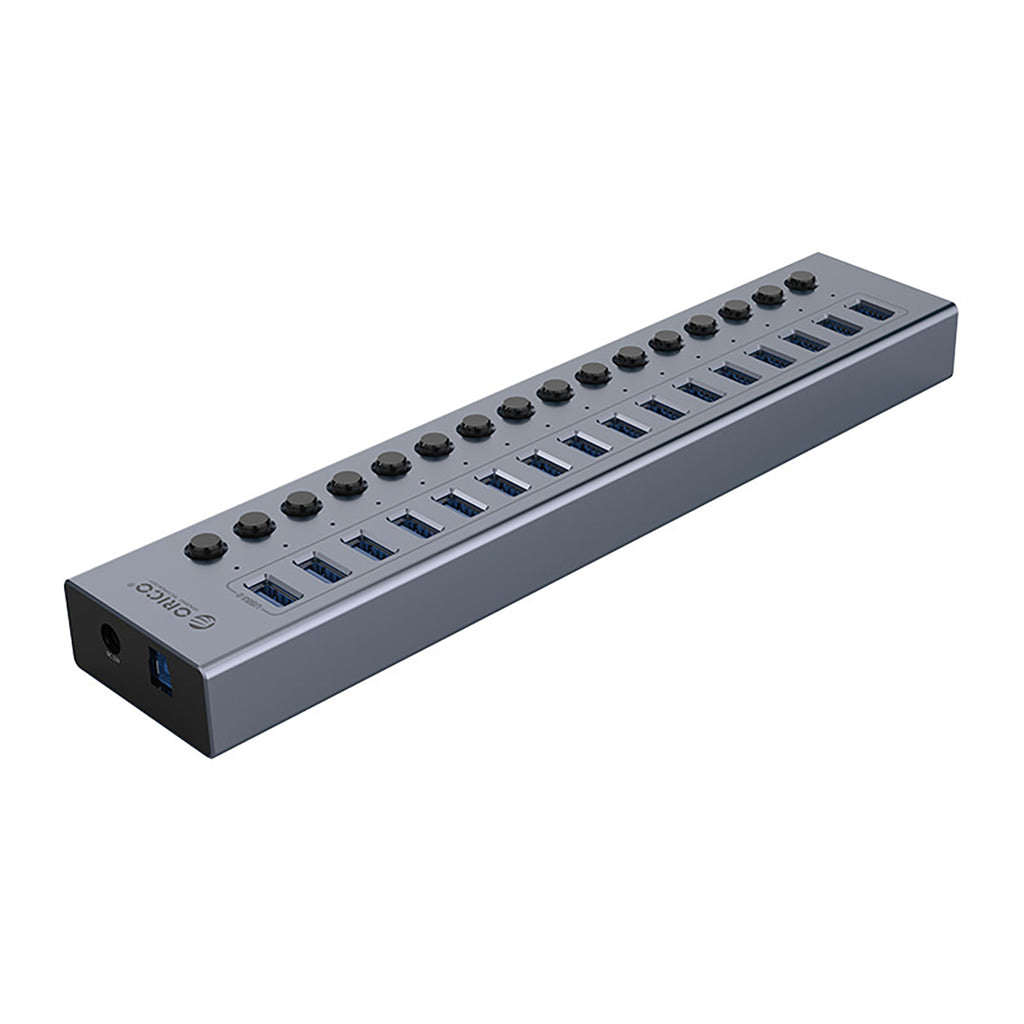 Orico BT2U3-16AB žinynas 16x USB-A 3.0 su jungikliais - pilka -- USB Hubs