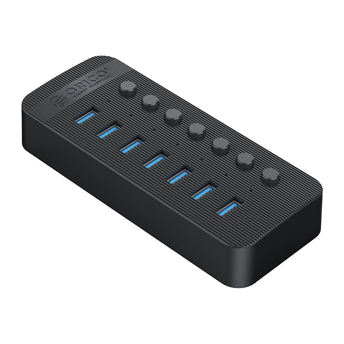 Orico CT2U3-7AB 7x USB-A 3.0 žinynas su jungikliais - juoda -- USB Hubs
