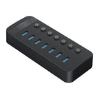 Orico CT2U3-7AB 7x USB-A 3.0 žinynas su jungikliais - juoda -- USB Hubs
