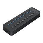 Orico CT2U3-10AB 10x USB-A 3.0 žinynas su jungikliais - juoda -- USB Hubs