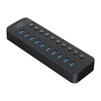 Orico CT2U3-10AB 10x USB-A 3.0 žinynas su jungikliais - juoda -- USB Hubs