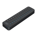 Orico CT2U3-13AB 13x USB-A 3.0 sujungimo dėžė su jungikliais - Juoda -- USB Hubs