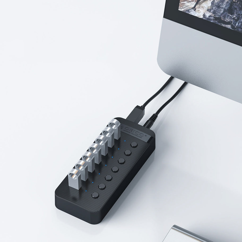 Orico CT2U3-13AB 13x USB-A 3.0 sujungimo dėžė su jungikliais - Juoda -- USB Hubs