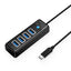 Orico PW4U-C3 USB-C / 4x USB-A 3.0 Hub - Juodas -- USB Hubs
