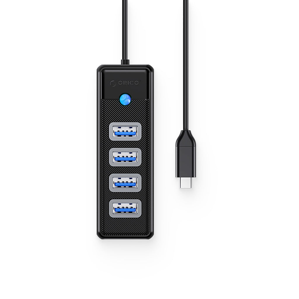 Orico PW4U-C3 USB-C / 4x USB-A 3.0 Hub - Juodas -- USB Hubs