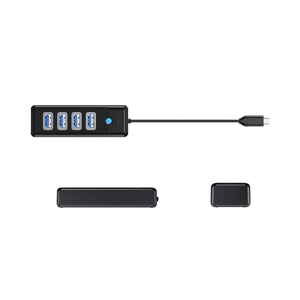 Orico PW4U-C3 USB-C / 4x USB-A 3.0 Hub - Juodas -- USB Hubs