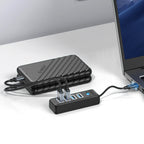 Orico PWC2U-C3 USB-C Hub / 2x USB-A 3.0 + 1x USB-C 3.0 - Juodas -- USB Hubs