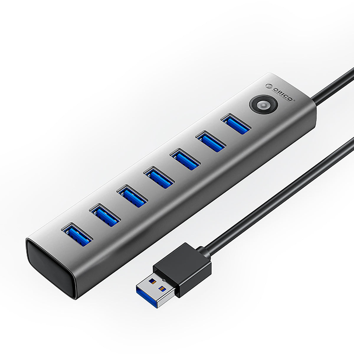 Orico CL7U-U3 sujungimo dėžė 7x USB-A 3.0 + USB-C 5V/3A 1m - pilka -- USB Hubs
