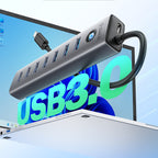 Orico CL7U-U3 sujungimo dėžė 7x USB-A 3.0 + USB-C 5V/3A 1m - pilka -- USB Hubs