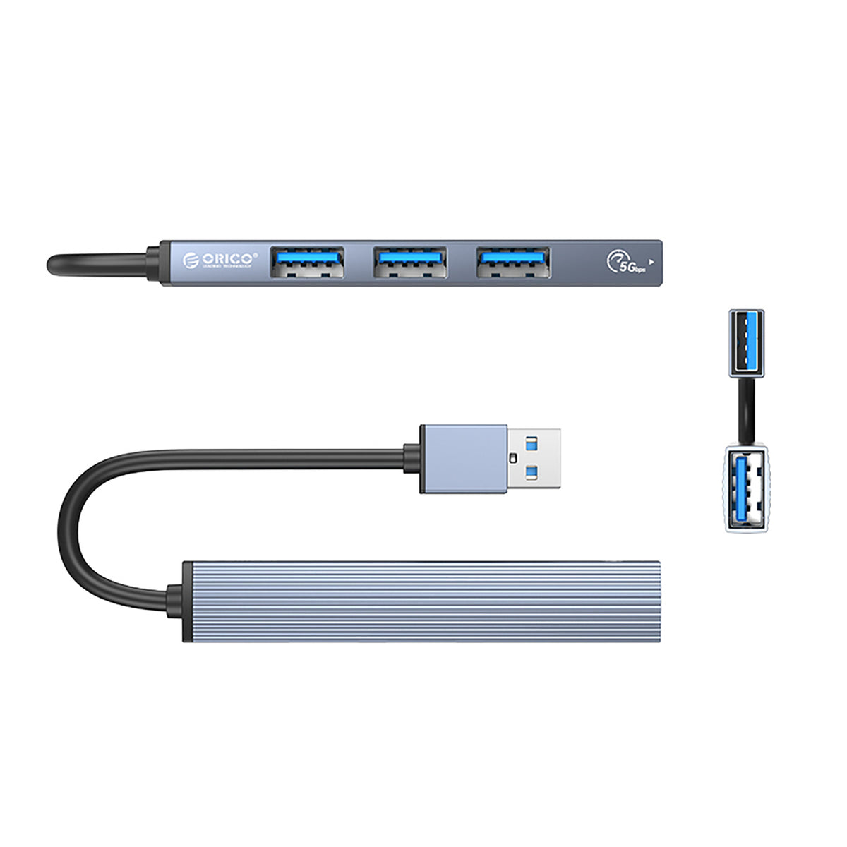 Orico AH-A13 USB-A Hub Docking Station 1x USB-A 3.0 + 3x USB-A 2.0 - Pilka -- USB Hubs