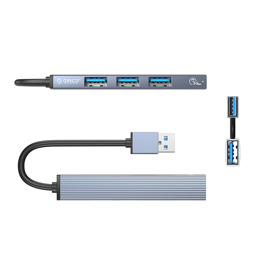 Orico AH-A13 USB-A Hub Docking Station 1x USB-A 3.0 + 3x USB-A 2.0 - Pilka -- USB Hubs