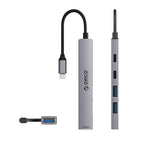 Orico YSB4-U2 USB-C Hub Doko Stotele 2x USB-A 2.0 + 1x USB-A 3.0 + 1x USB-C 2.0 + 1x USB-C - Pilka -- USB Hubs