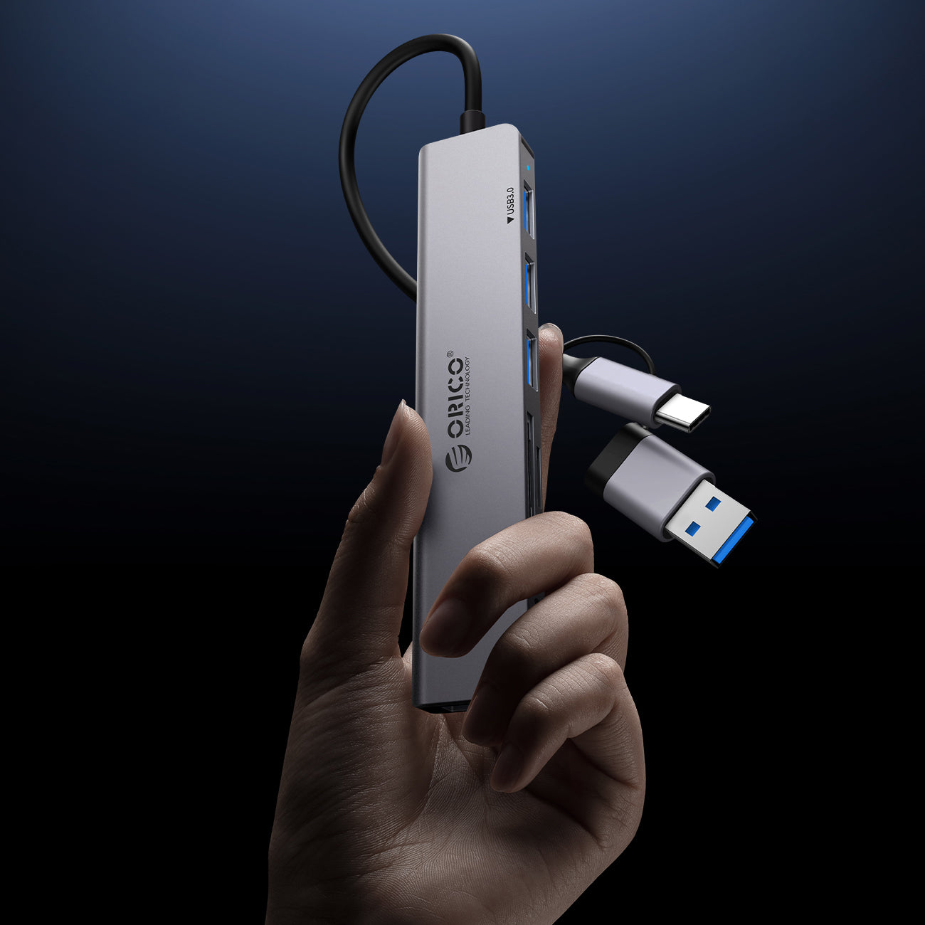 Orico YSB4-U2 USB-C Hub Doko Stotele 2x USB-A 2.0 + 1x USB-A 3.0 + 1x USB-C 2.0 + 1x USB-C - Pilka -- USB Hubs