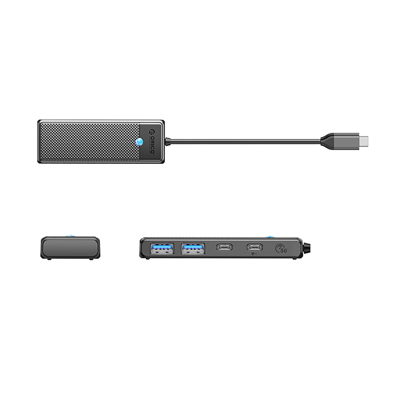 USB-C Hub Orico PAPW2AC-C3 prijungimo stotis 2x USB-A 3.0 + 2x USB-C 3.0 - juoda -- USB Hubs