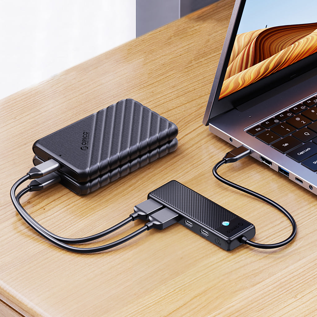 USB-C Hub Orico PAPW2AC-C3 prijungimo stotis 2x USB-A 3.0 + 2x USB-C 3.0 - juoda -- USB Hubs