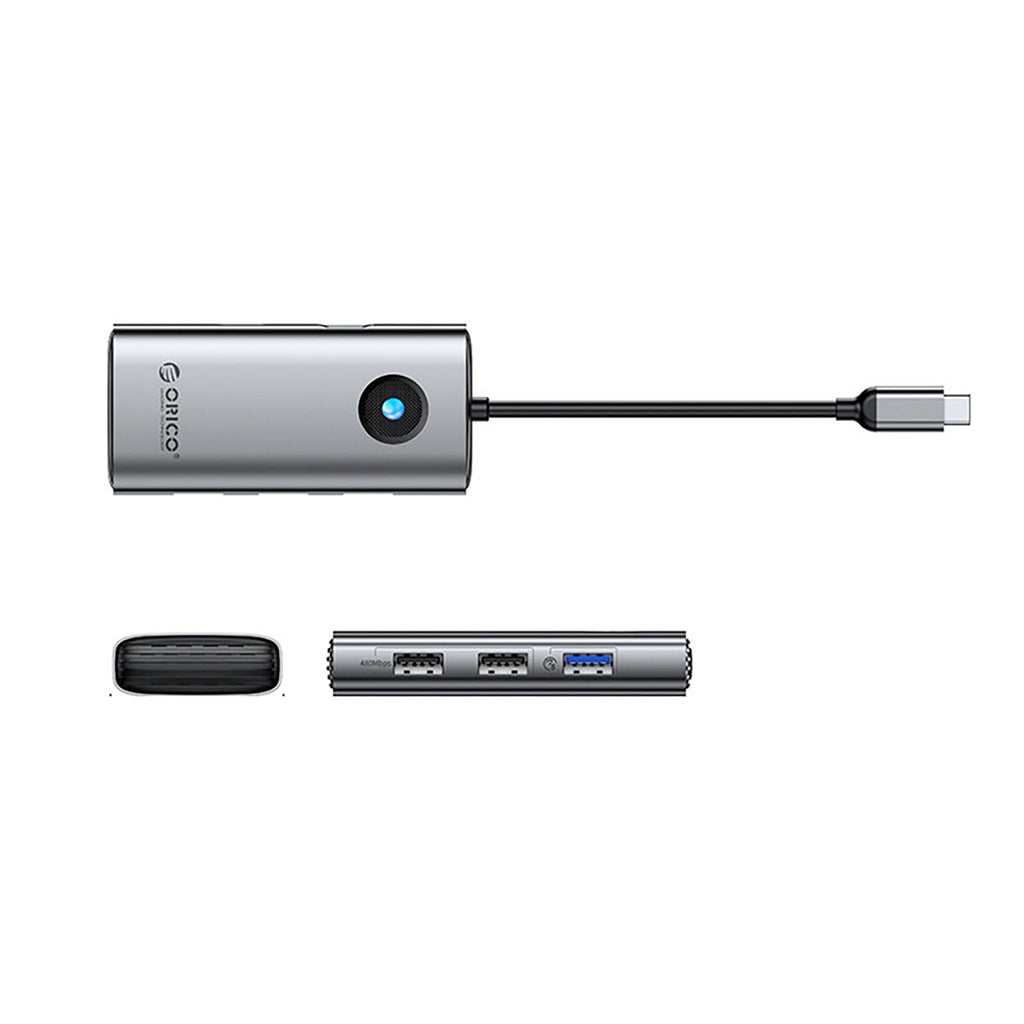 Orico PW11-5P USB-C Hub prijungimo stotis 1x USB-A 3.0 + 2x USB-A 2.0 + 1x USB-C PD + 1x HDMI - Pilka -- USB Hubs