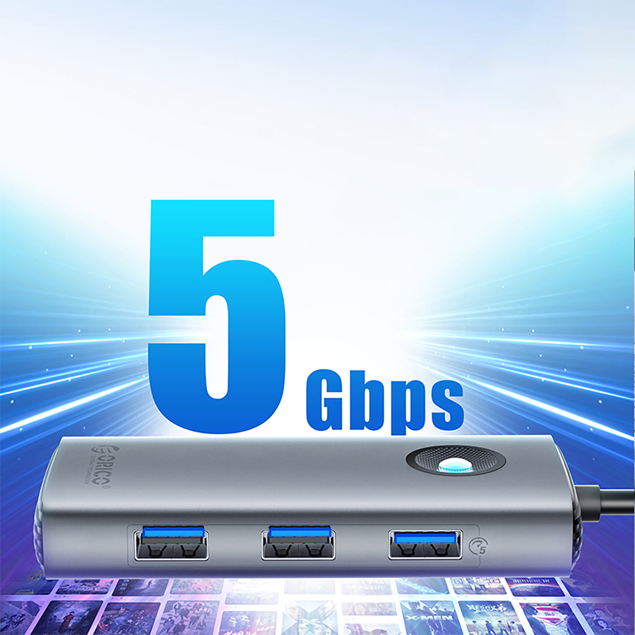 Orico PW11-6P USB-C Hub prijungimo stotis 3x USB-A 3.0 + 1x USB-C 2.0 + 1x HDMI - Pilka -- USB Hubs