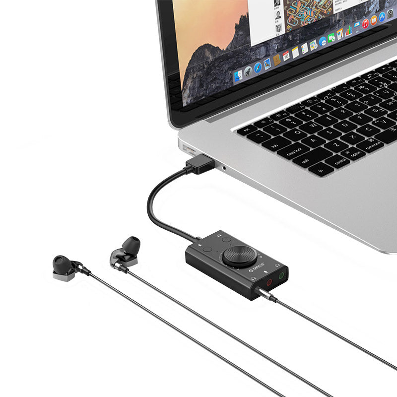 Orico SC2 išorinė daugiafunkcė garso kortelė su USB-A - juoda -- Audio Adapters