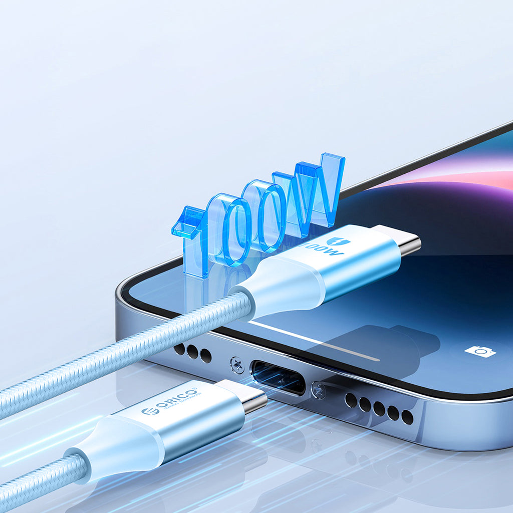 Orico CDX 100W 5A Power Delivery USB-C - USB-C laidas 1m - mėlynas
