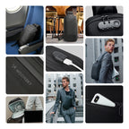 Wozinsky Premium vienos petnešos apsauginė miesto kuprinė su organizatoriumi ir USB - juoda -- Laptop Bags