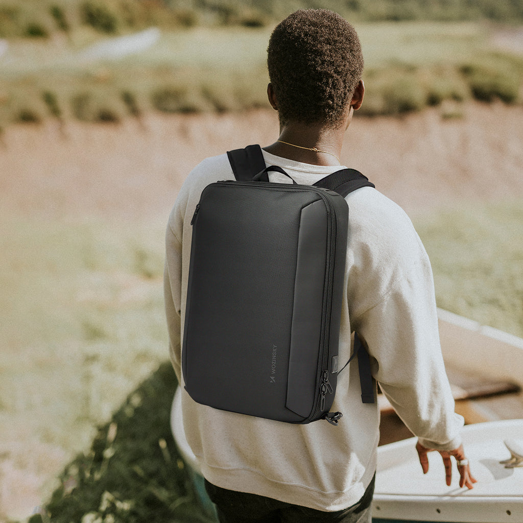 Wozinsky Premium 15.6'' nešiojamojo kompiuterio kuprinė/krepšys su dirželiu - juoda -- Laptop Bags