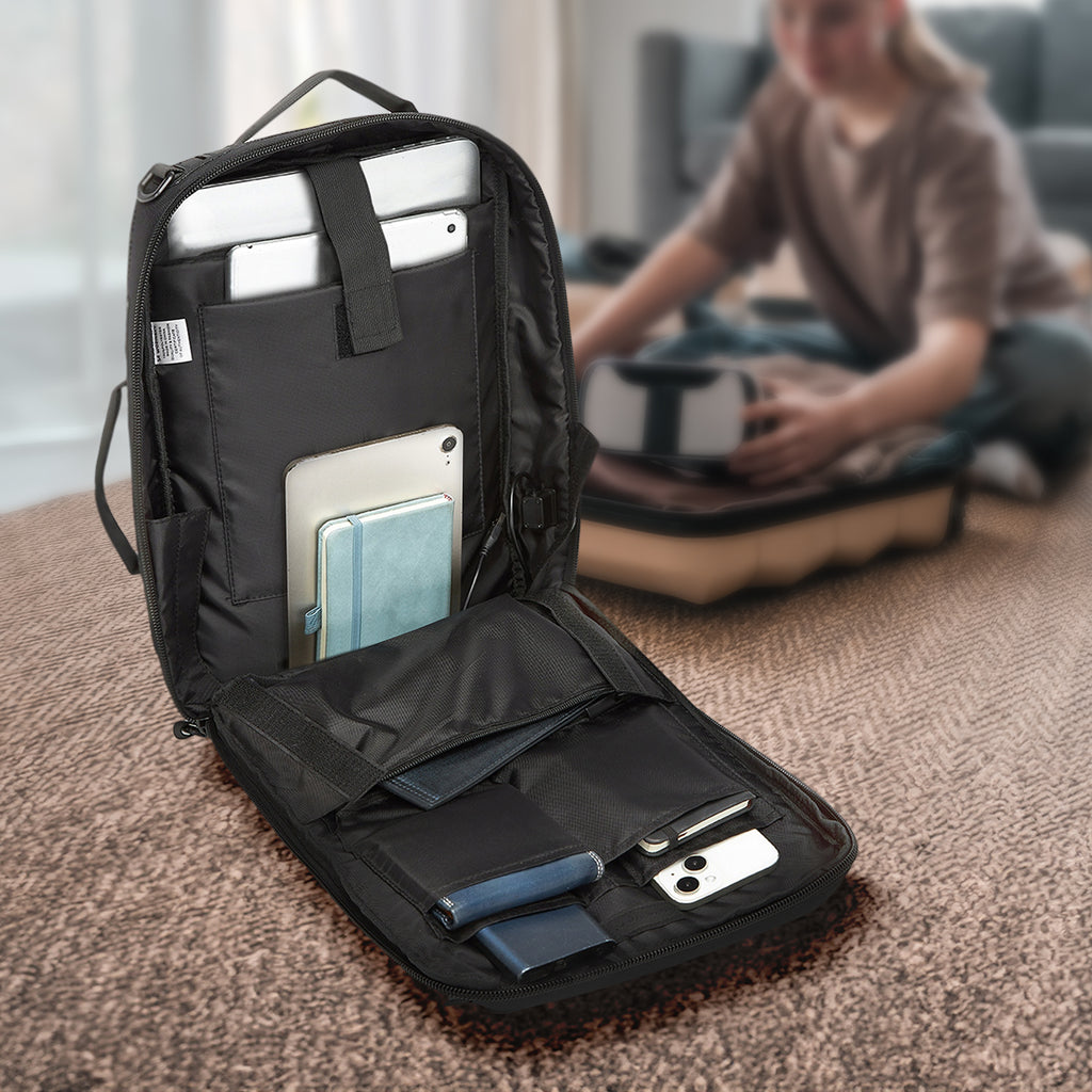 Wozinsky Premium 15.6'' nešiojamojo kompiuterio kuprinė/krepšys su dirželiu - juoda -- Laptop Bags
