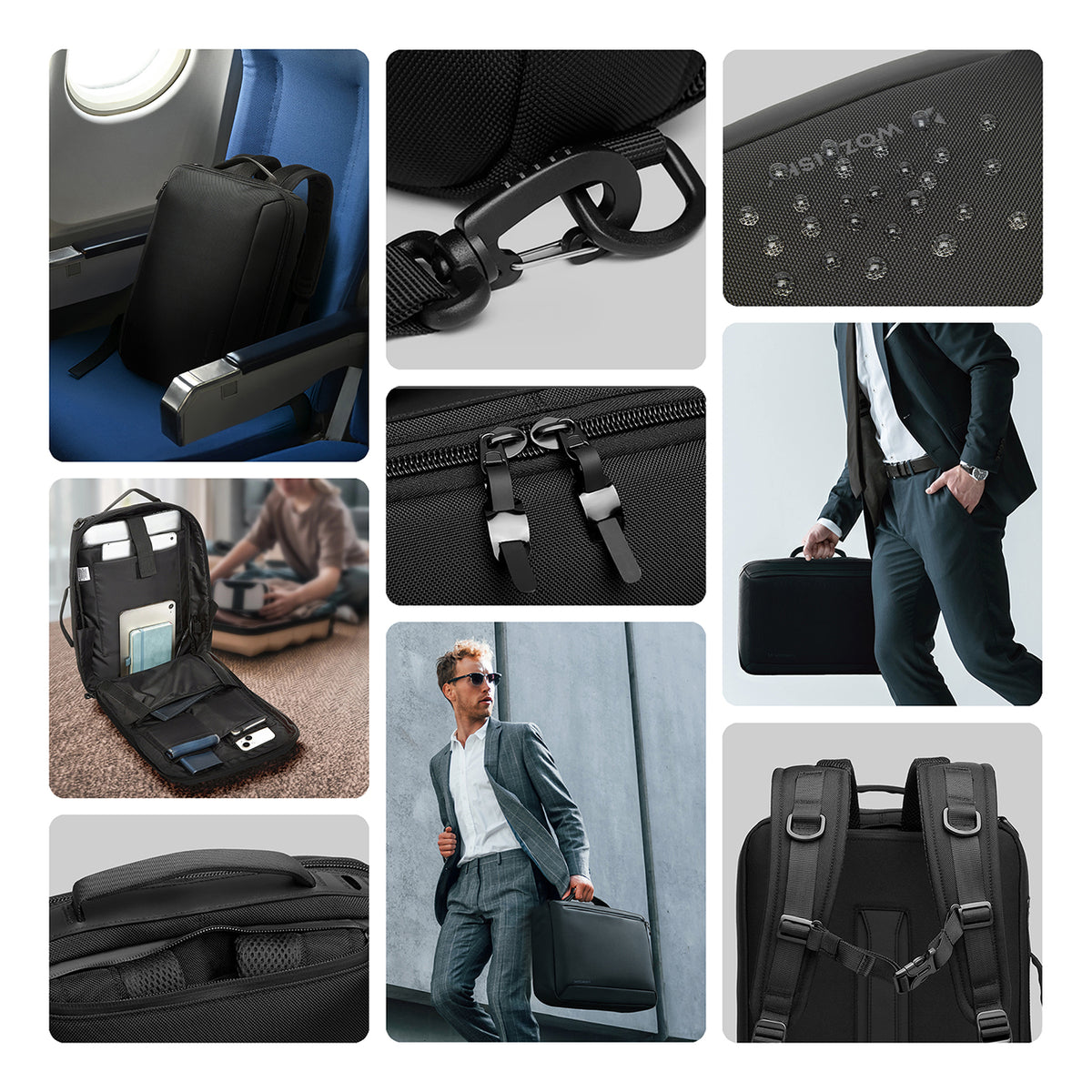 Wozinsky Premium 15.6'' nešiojamojo kompiuterio kuprinė/krepšys su dirželiu - juoda -- Laptop Bags