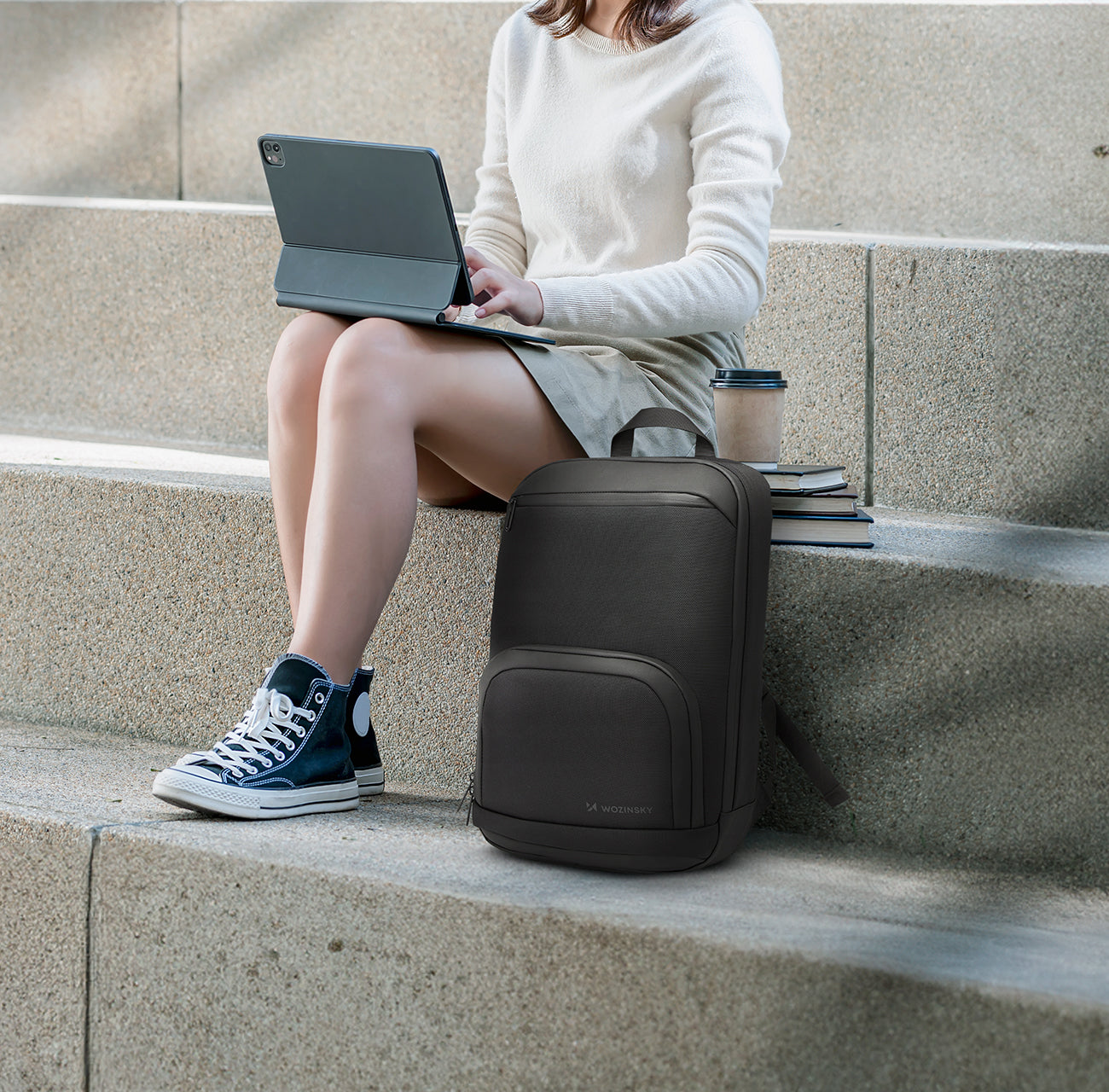 Wozinsky Premium vandeniui atspari nešiojamojo kompiuterio kuprinė - juoda -- Laptop Bags