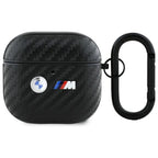BMW AirPods 4 dėklas Carbon Double Metal Logo – juodas