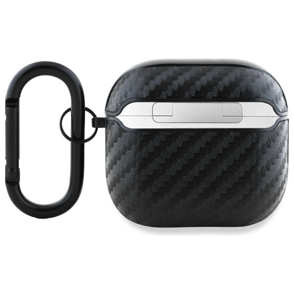 BMW AirPods 4 dėklas Carbon Double Metal Logo – juodas