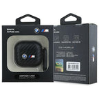 BMW AirPods 4 dėklas Carbon Double Metal Logo – juodas