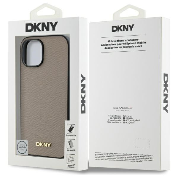DKNY MagSafe dėklas iPhone 15 – smėlio spalvos