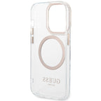 Guess Metal Outline MagSafe dėklas iPhone 15 Pro Max – auksinis