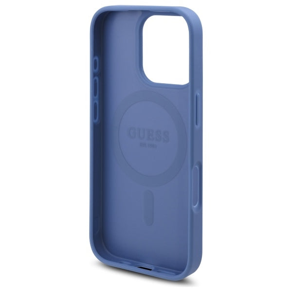 Guess MagSafe dėklas iPhone 16 Pro – mėlynas, 4G Flowers