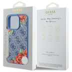 Guess MagSafe dėklas iPhone 16 Pro – mėlynas, 4G Flowers