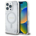 Guess MagSafe dėklas iPhone 16 Pro – sidabrinis