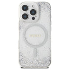 Guess MagSafe dėklas iPhone 16 Pro – sidabrinis