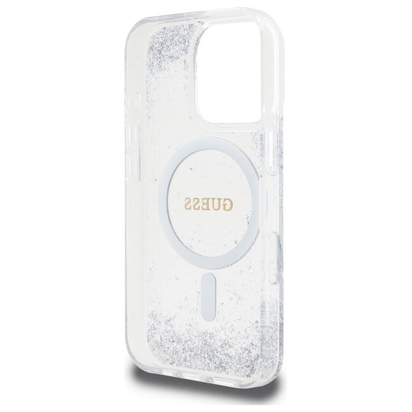 Guess MagSafe dėklas iPhone 16 Pro – sidabrinis