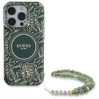 Guess MagSafe dėklas iPhone 16 Pro Max – žalias, su dirželiu