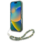 Guess MagSafe dėklas iPhone 16 Pro Max – žalias, su dirželiu