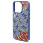 Guess 4G Flowers Print MagSafe dėklas iPhone 16 Pro Max – mėlynas -- iPhone 16 Pro Max